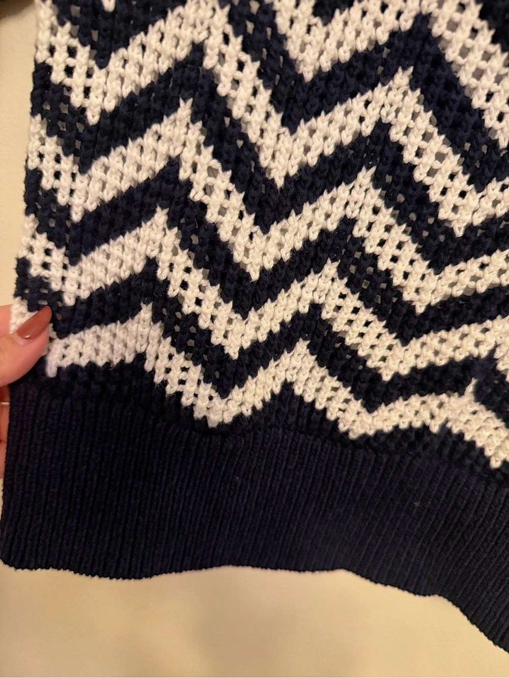 White + Warren Chevron Cotton Sweater Size XS - Picture 4 of 6